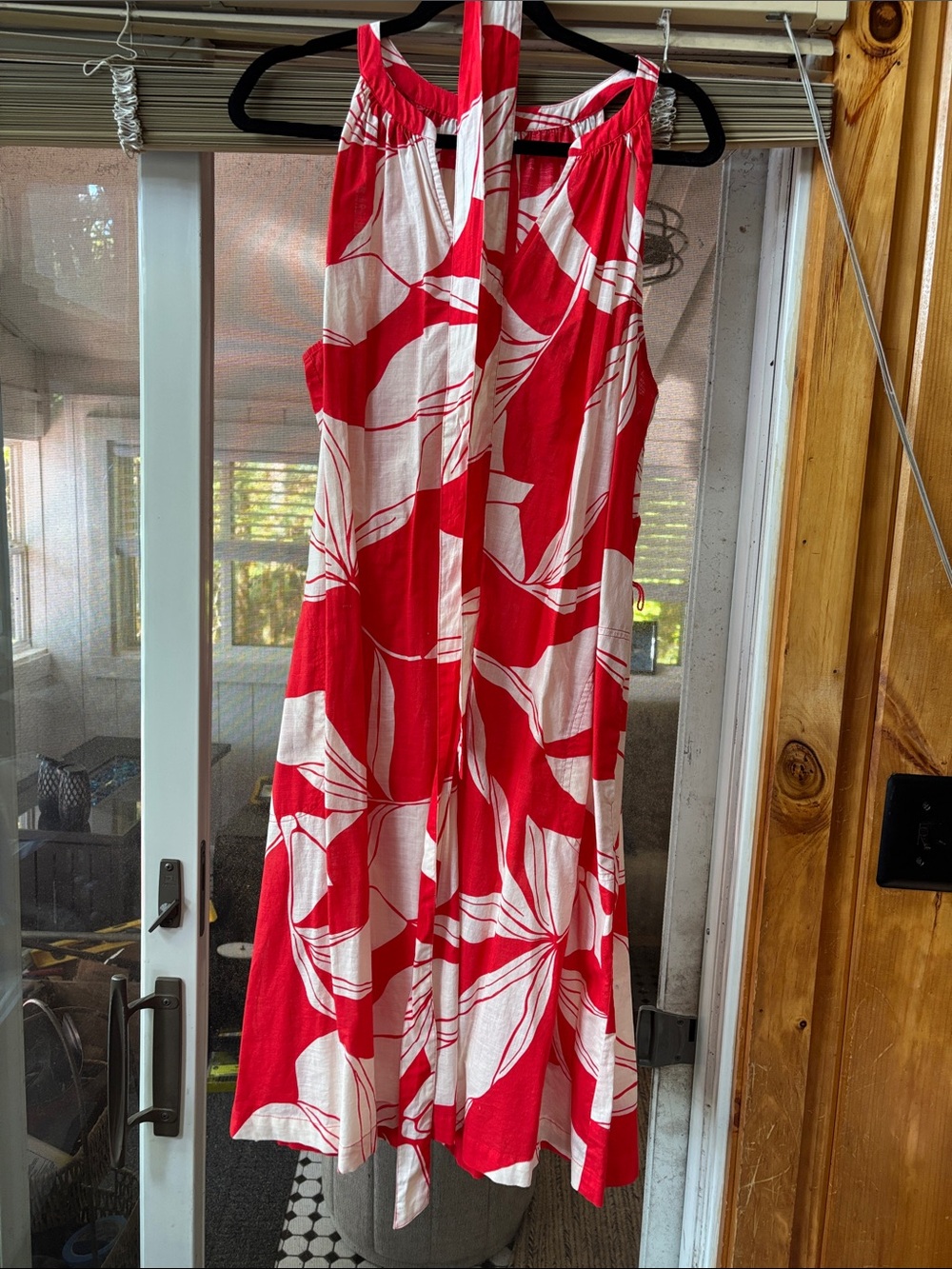 a new day Red and White Tropical Midi Dress
